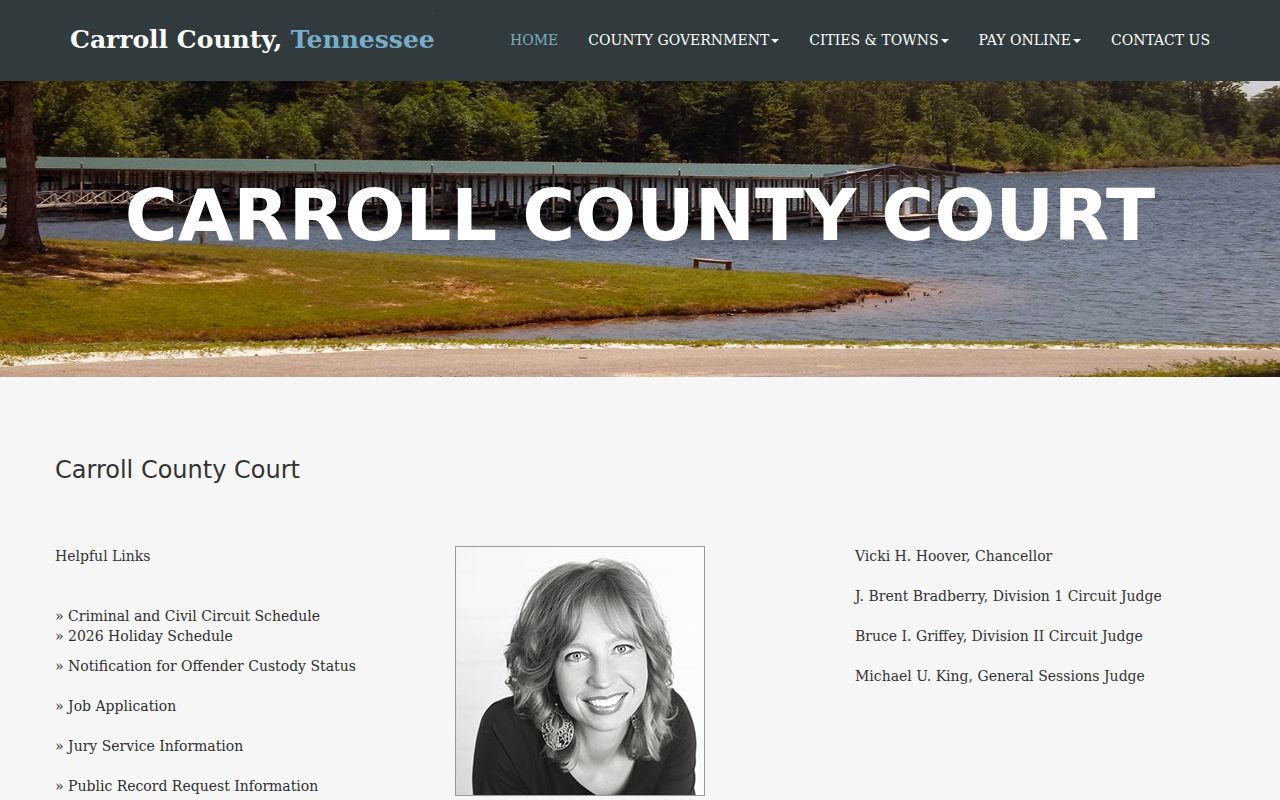 Carroll County court offices and calendar links