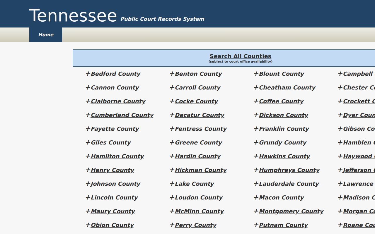 Carroll County case lookup Tennessee public records system