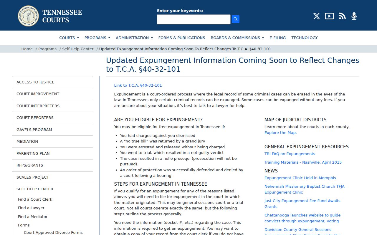 Carroll County criminal docket expungement guidance