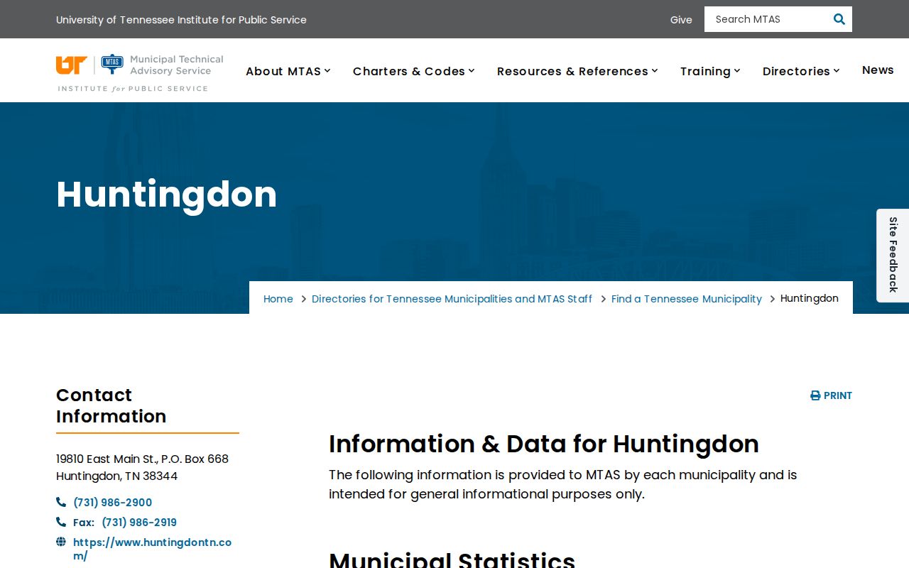 Huntingdon court docket MTAS municipal directory
