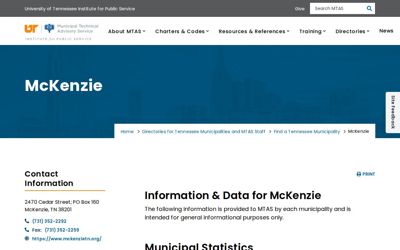 McKenzie court docket MTAS municipal directory